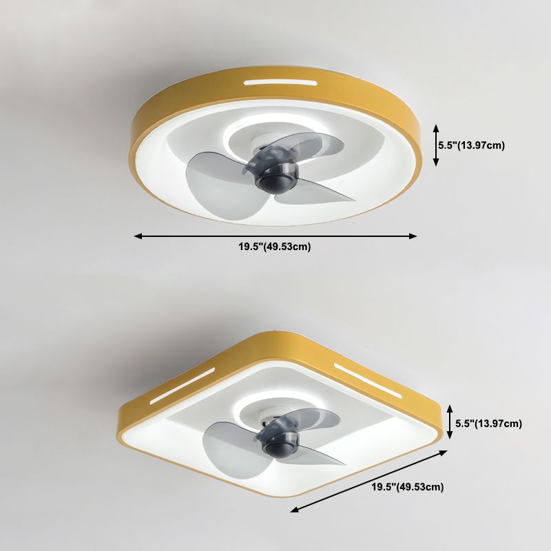 Ventilateur de plafond géométrique en métal lumières modernes 2 lumières LED LED LUME