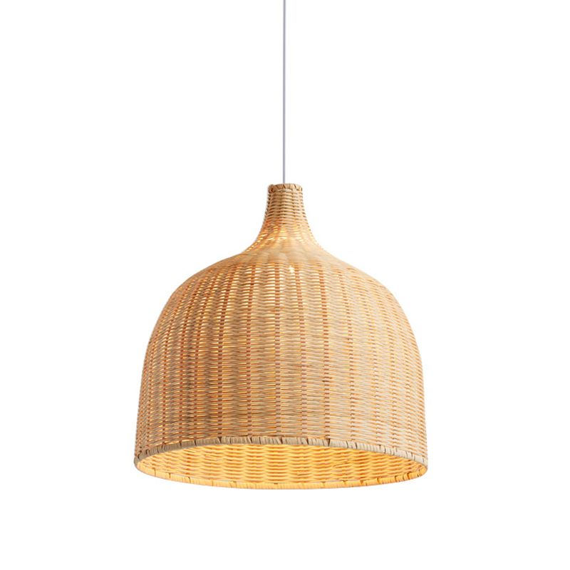 Lampada a sospensione cupola investita a mano in bambù cinese Bamboo tavolo da pranzo a bulba Luce a soffitto in beige