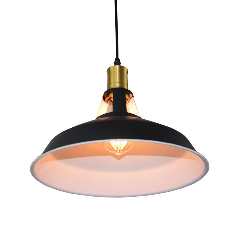 Round Dining Room Suspension Lamp Industrial Metal 1-Light Pendant Lighting Fixture