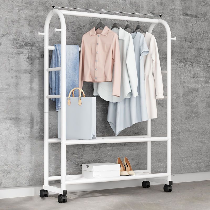 Contemporary Coat Rack Free Standing Coat Hook Two Storage Shelves Metal Hall Stand