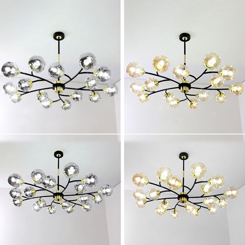 Industrial Multi Lights Chandeliers Pendant Lights with Glass Shade for Sitting Room