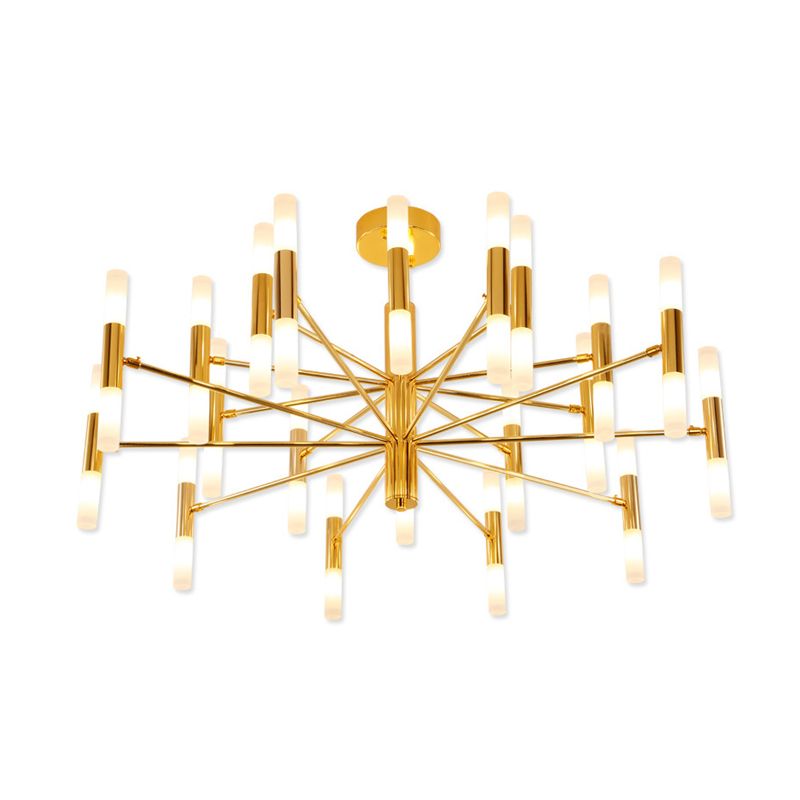 Radial Shaped Living Room Ceiling Lighting Metallic Postmodern LED Chandelier Light Fixture