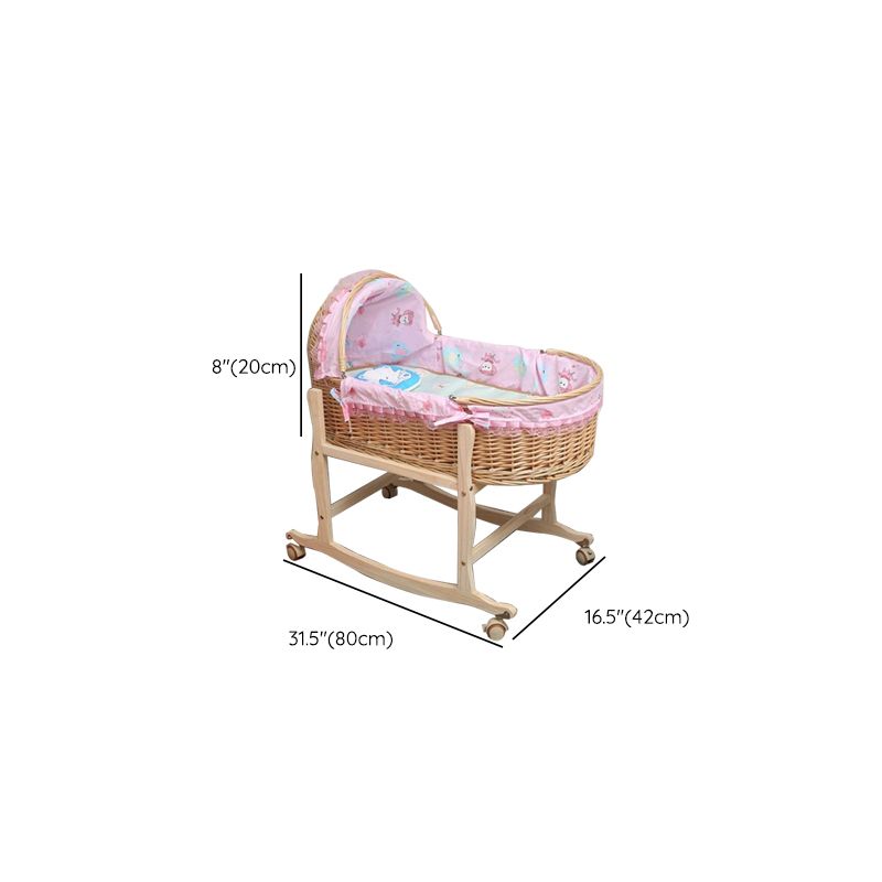 Solid Wood Oval Bassinet Rocking and Gliding Crib Cradle for Baby