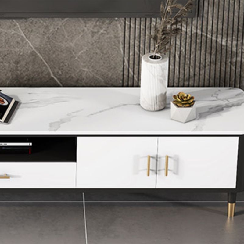 Glam Style TV Stand Open Storage TV Stand Console with 4-Door