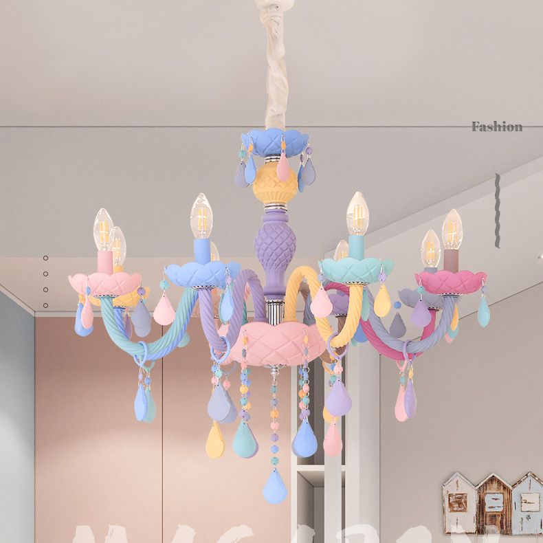 Colorful Stainless-Steel Pendant Light in Modern Creative Style Crystal Chandelier for Bedroom