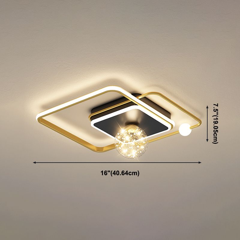 Gold LED Flush Ceiling Light Fixtures Modern Flush Mount Ceiling Fixture for Living Room