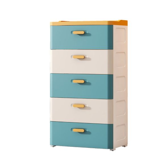 Modern Chest Nursery Dresser Plastic Kids Nightstand with 5 Drawers