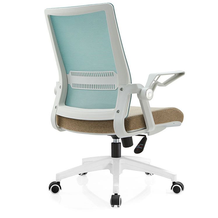 White Frame Office Chair Adjustable Arms Swivel Mesh Office Chair