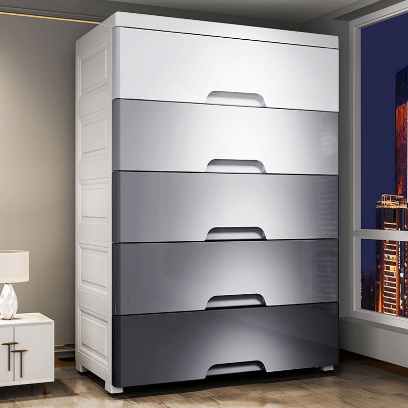 White and Gray Bedroom Armoire with Drawer Modern Youth Armoire