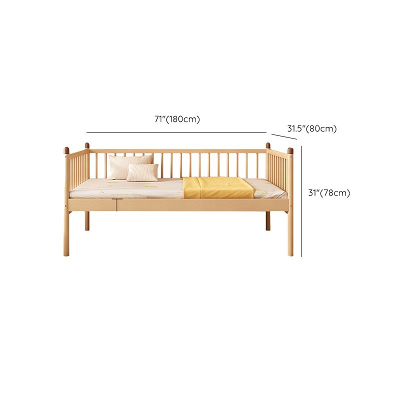 Standard Size Baby Crib Light Wood 2-in-1 Convertible Crib with Guardrail