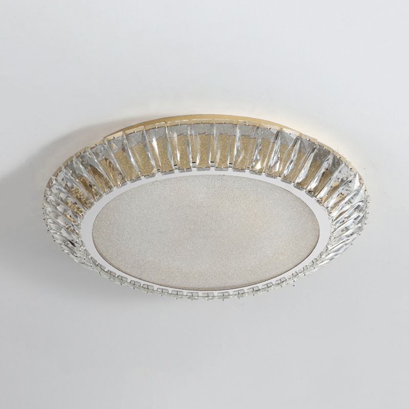 Modern Round Ceiling Light 1-Light LED Ceiling Mount Light with Crystal Shade for Bedroom