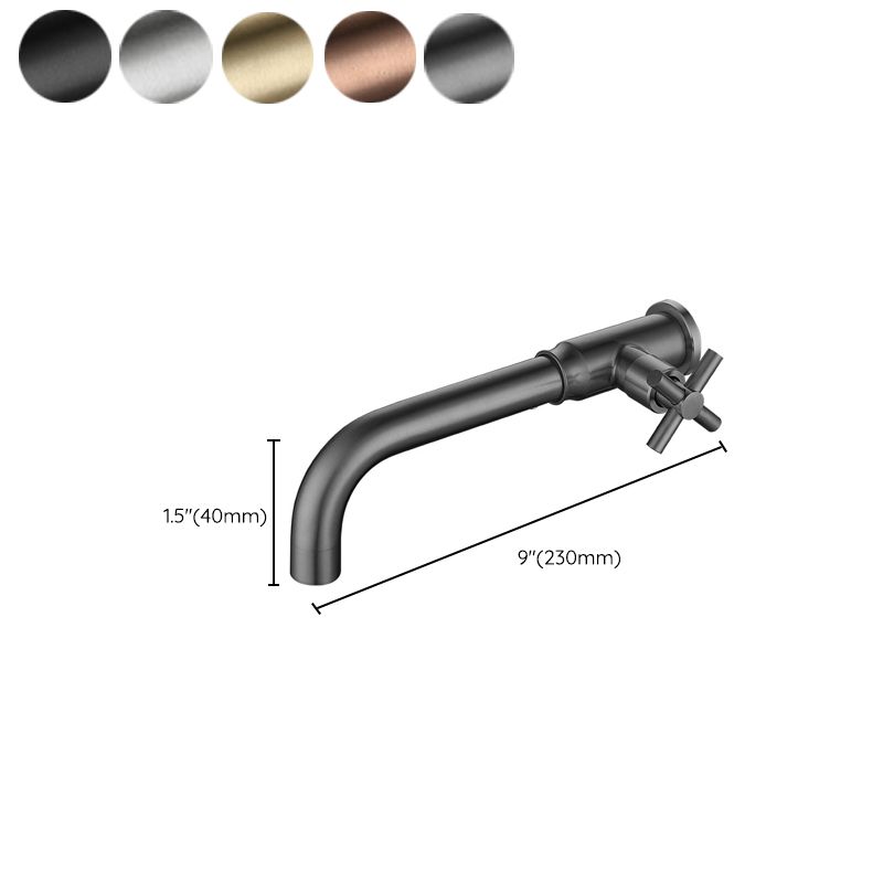 Contemporary Vessel Faucet Stainless Steel Cross Handles Wall Mounted Bathroom Faucet