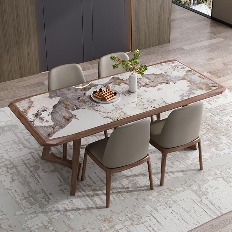 Designer Style 1/4/5/7 Pieces Dining Set Sintered Stone Dining Table with Leather Chairs