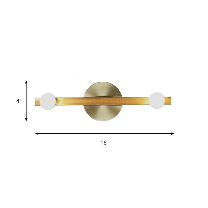 Luz de colocación lineal metálica Luz Minimalista 2 Bulbos de lámpara Montada de la pared en oro