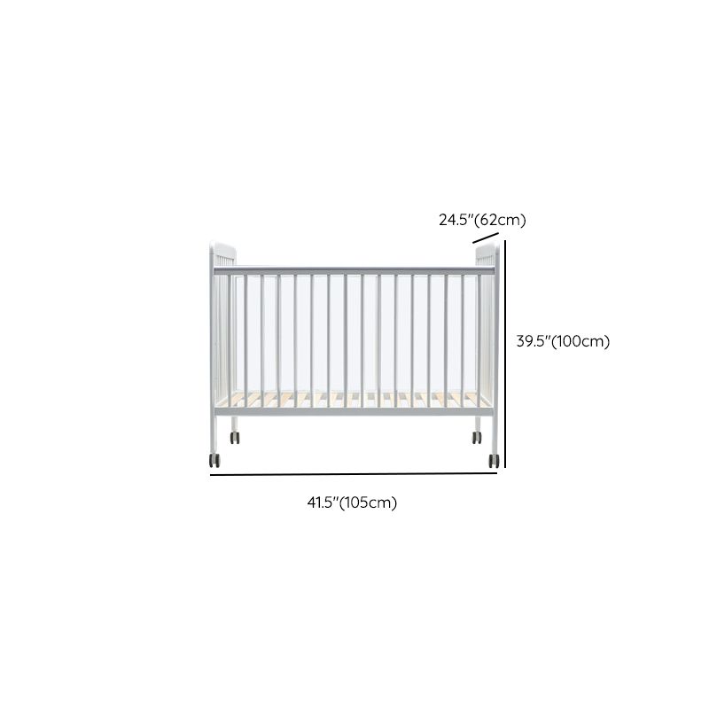 Crib with Guardrail in White Adjustable Height and Storage Crib