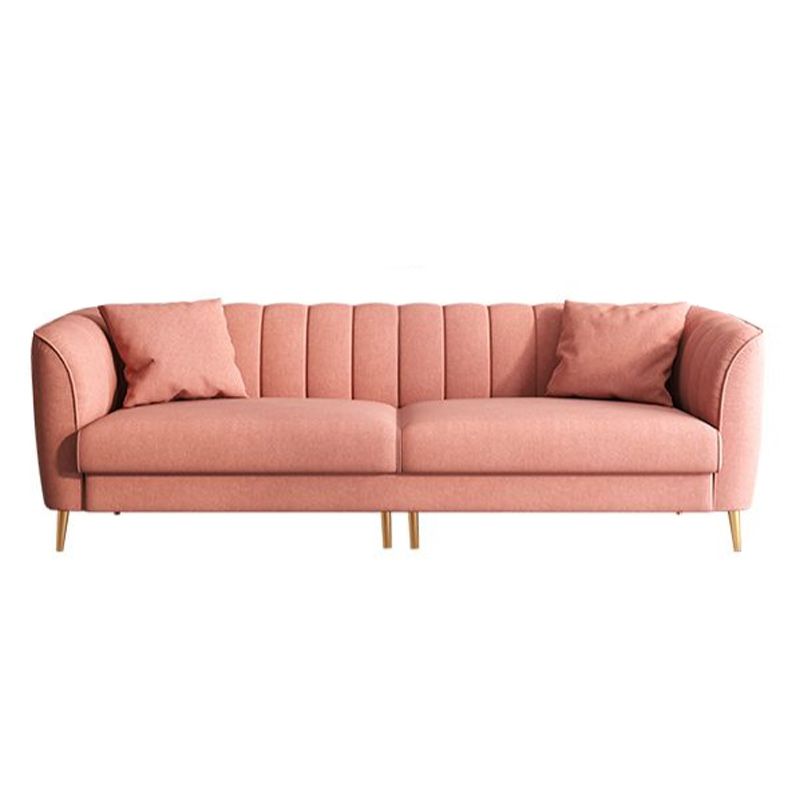 Gold Mid Century Modern Sewn Pillow Back Sofa 29.53"High Tuxedo Arm Sofa, Pink