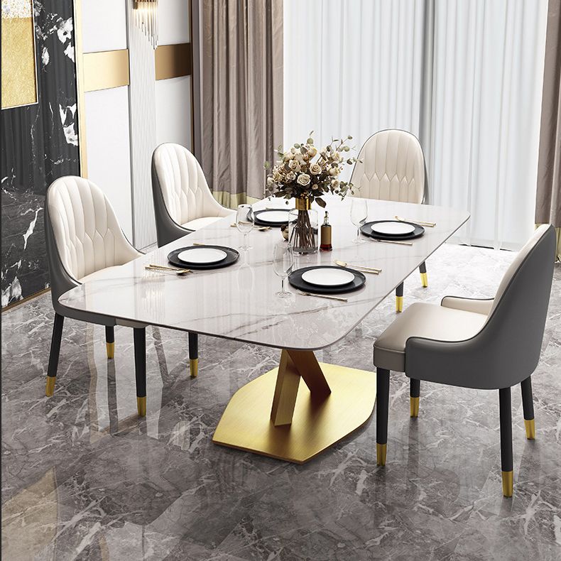 Glam 1/2/5/6/7 Pieces Dining Set Metal Dining Table Set with Pedestal Base