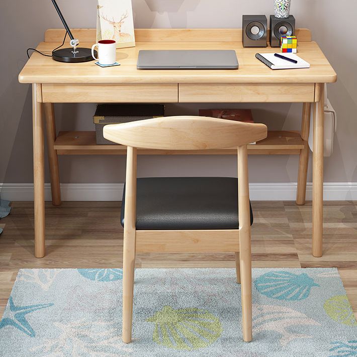 Rectangular Shaped Office Table Stone Writing Desk in Brown/Natural/White