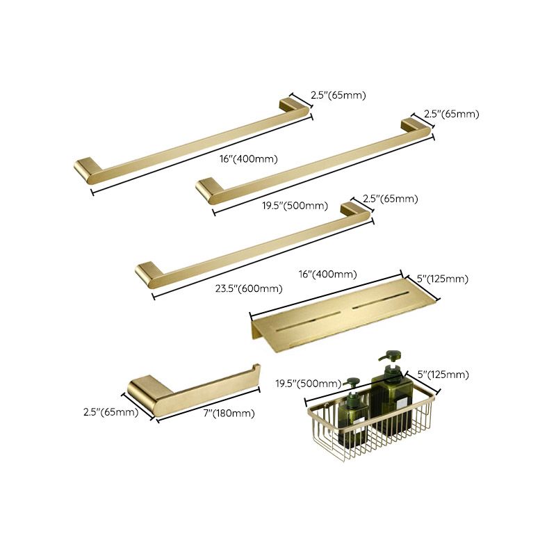 Modern Brushed Brass Bathroom Accessories Hardware Set with Towel Bar