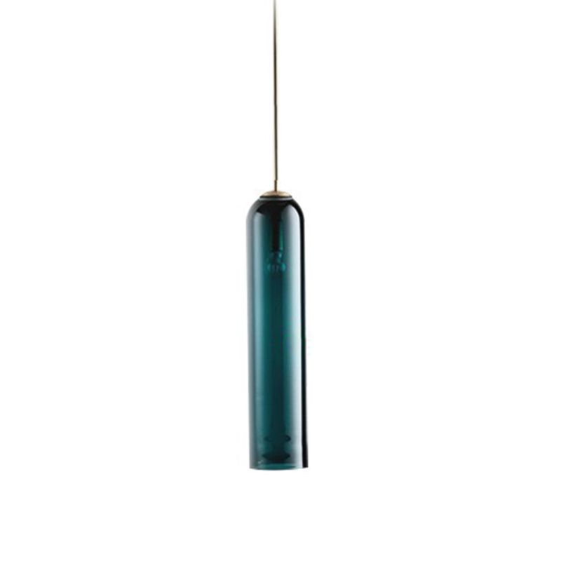 Cylindrical Shade Hanging Lighting Modern Style Glass 1 Light Hanging Lamp for Bedroom