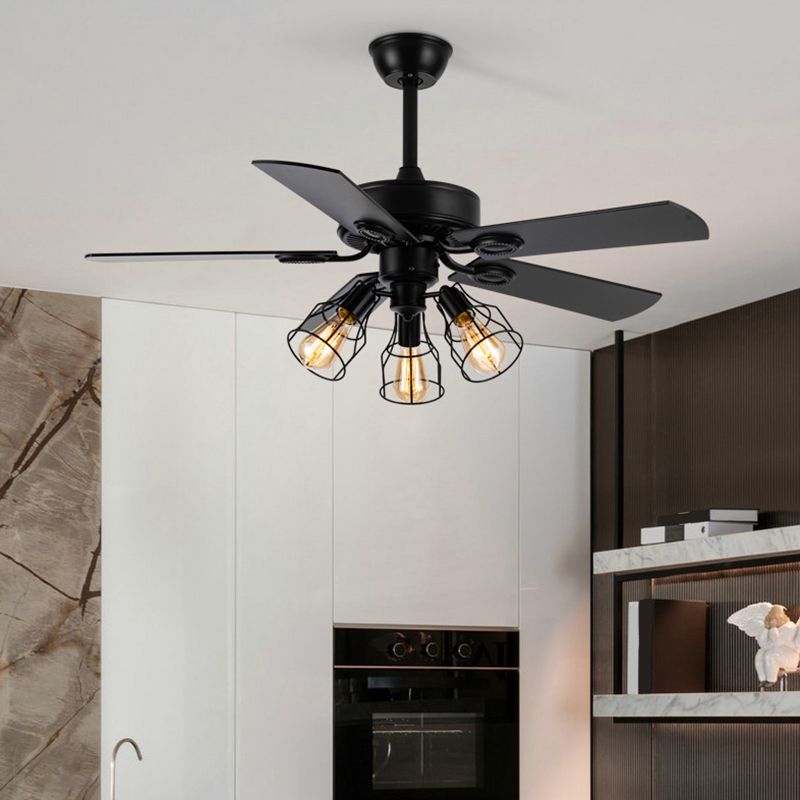 Nordic Style 3-Lights Ceiling Fan Lamp Wooden Ceiling Fan Light for Bedroom