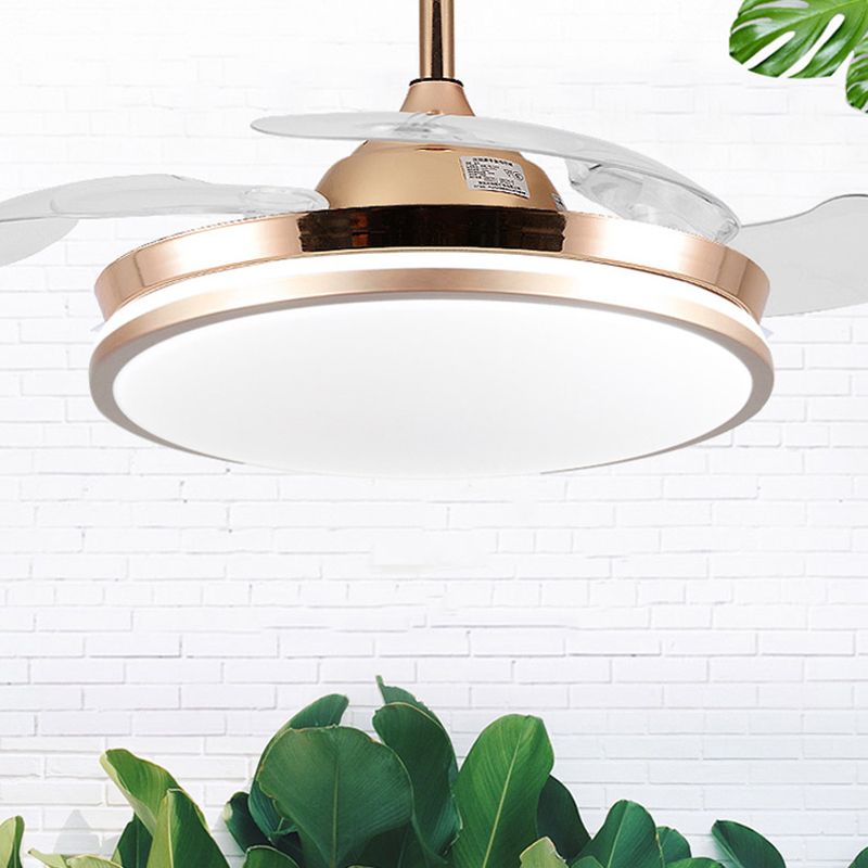 Nordic Style Ceiling Fan Lamp Round Shape Ceiling Fan Light with Acrylic Shade for Bedroom