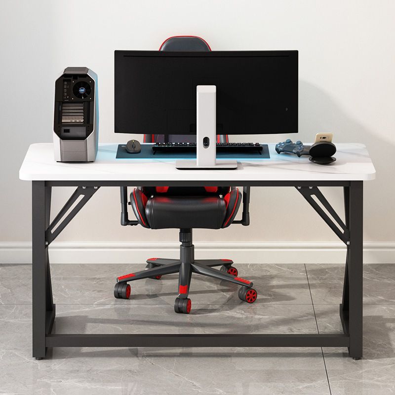 Modern Stone Computer Desk 29.53-inch Tall Gaming Desk with Iron Legs