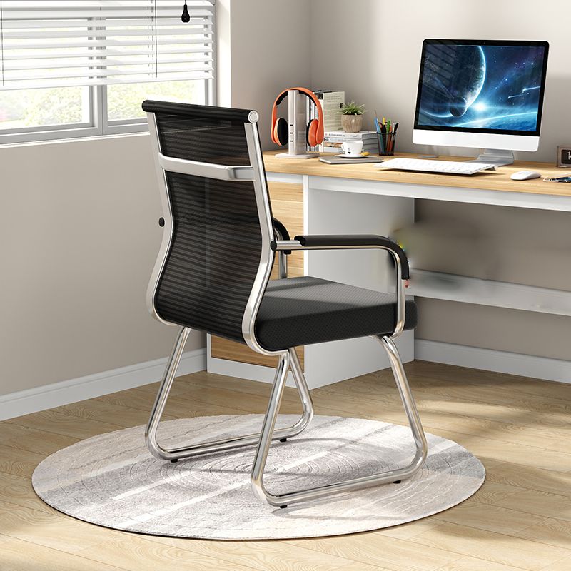 Modern Desk Chair No Distressing Fixed Arms No Wheels Office Chair