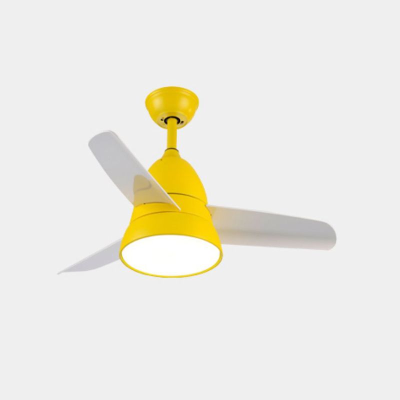 Kids Style Round Ceiling Fan Light Metal Single Light LED Flush Light for Bedroom