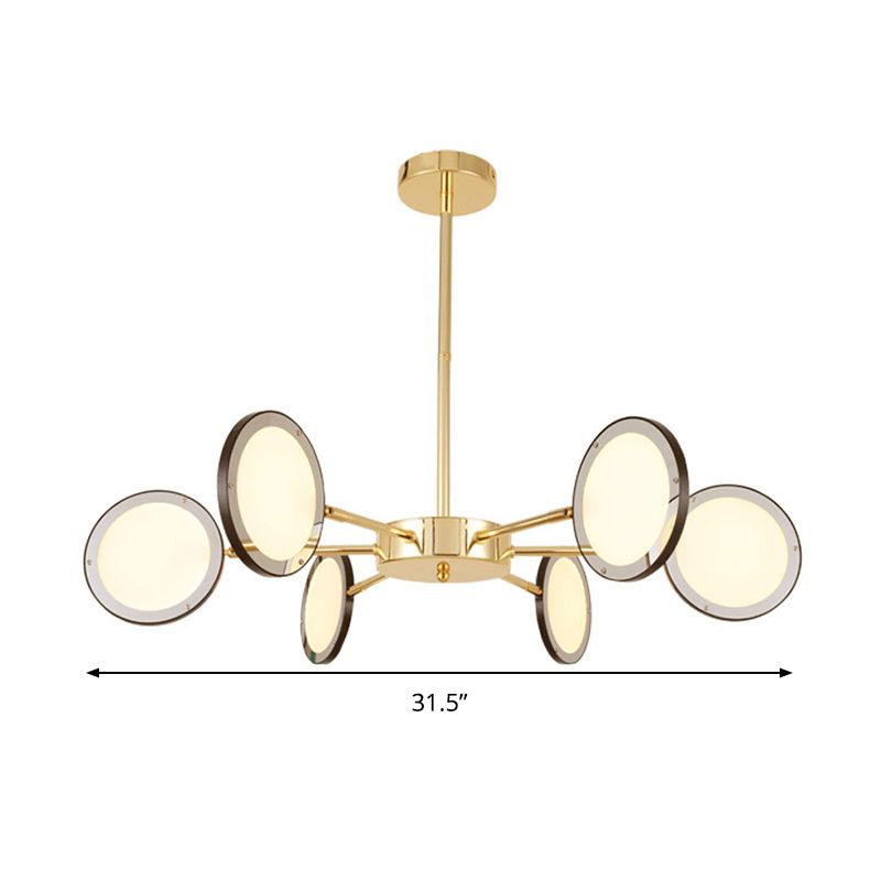 Gold Sputnik Hanging Ceiling Light Modernism 6/8 Lights Starburst Chandelier Lighting Fixture, Warm/White Light