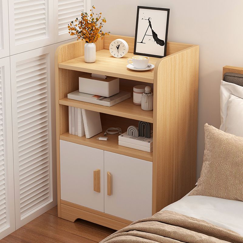 Modern Imitation Wood Cabinet 31 Inch H Open Storage Nightstand with Doors