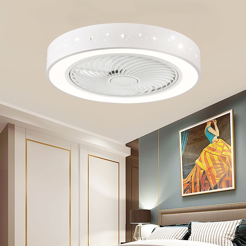 Round Metal Ceiling Fan Lamp Modern Style LED Ceiling Flush Mount