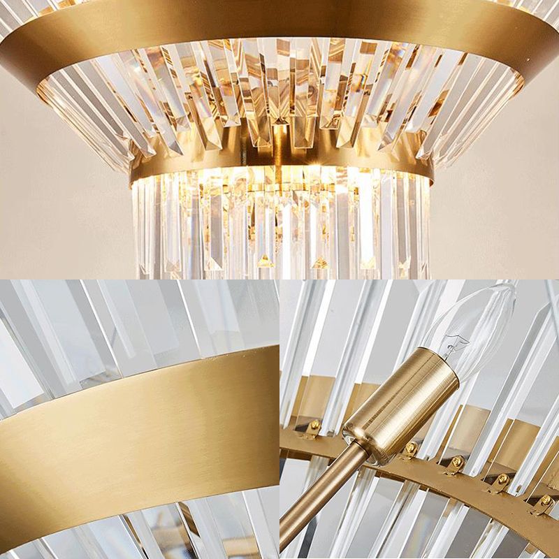 7"/14" H Crystal Tapered Icicle Chandelier Light Fixture Transitional 9-Light Gold Hanging Pendant Light