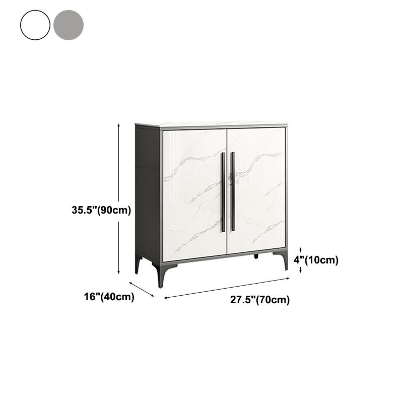 Simple White Buffet Server Stone Top Dining Server for Living Room