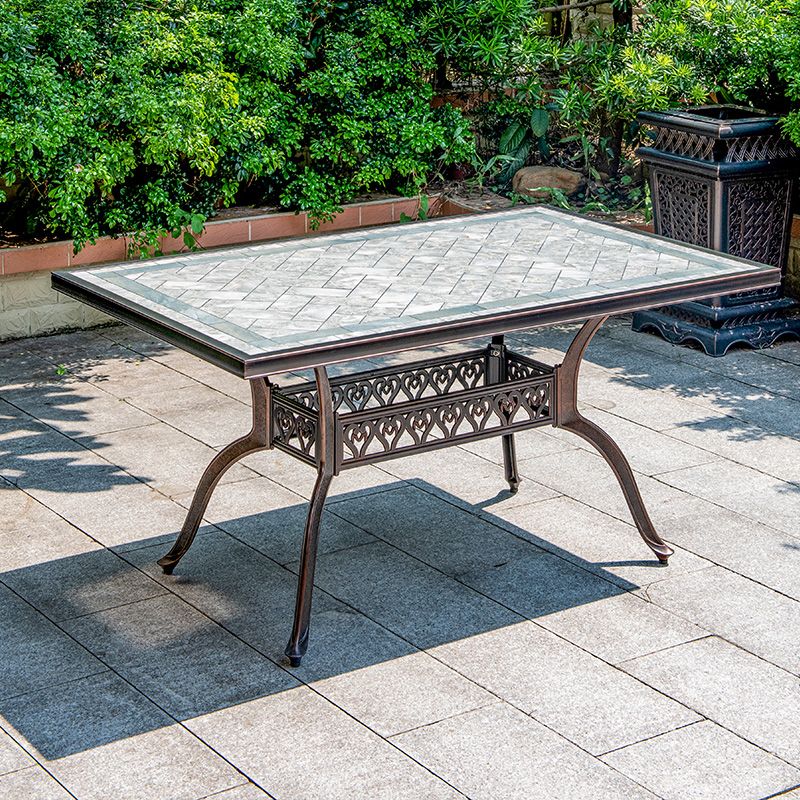 Modern Outdoor Patio Table Ceramic Rust Resistant Patio Table with Aluminum Frame