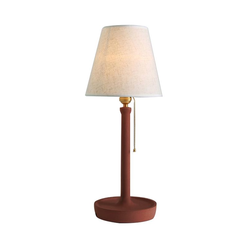 Tapered Desk Lamp in Nordic Style Cement 1 Light Grey/Red/Brown Standing Table Lamp with Pull Chain