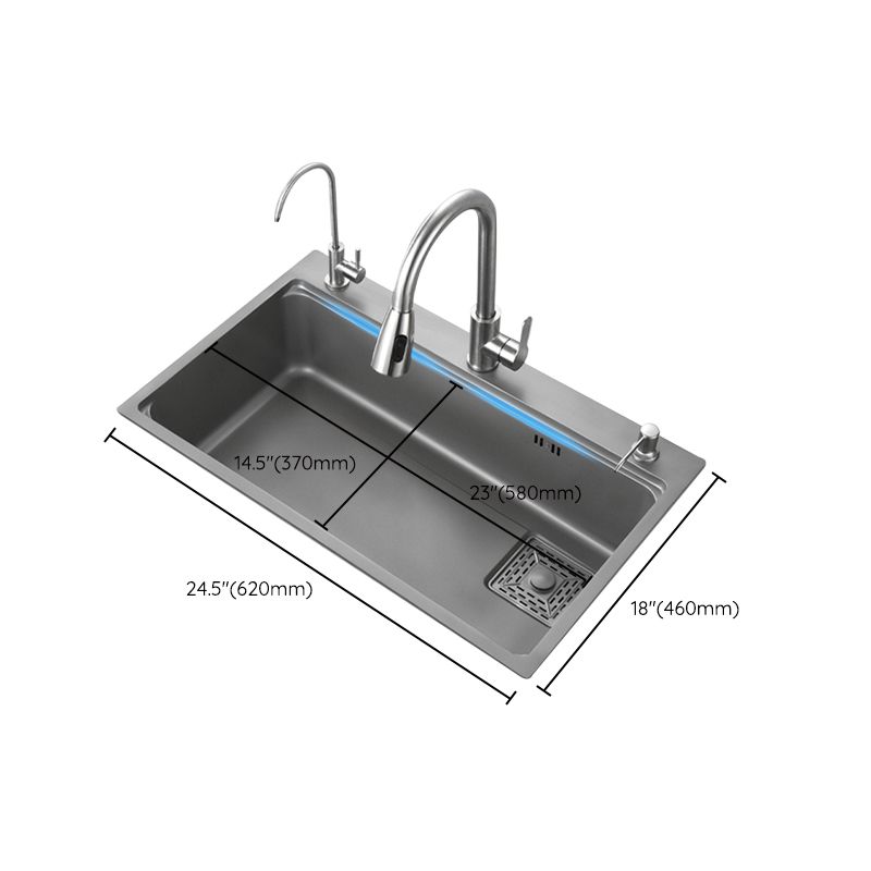 Modern Kitchen Sink Stainless Steel with Accessories and Faucet Top-Mount Workstation Sink