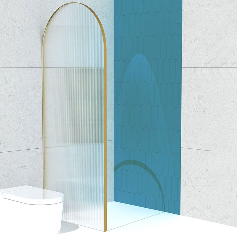 Metal Shower Door in Gold Finish, Tempered Single Fixed Framed Shower Bath Door