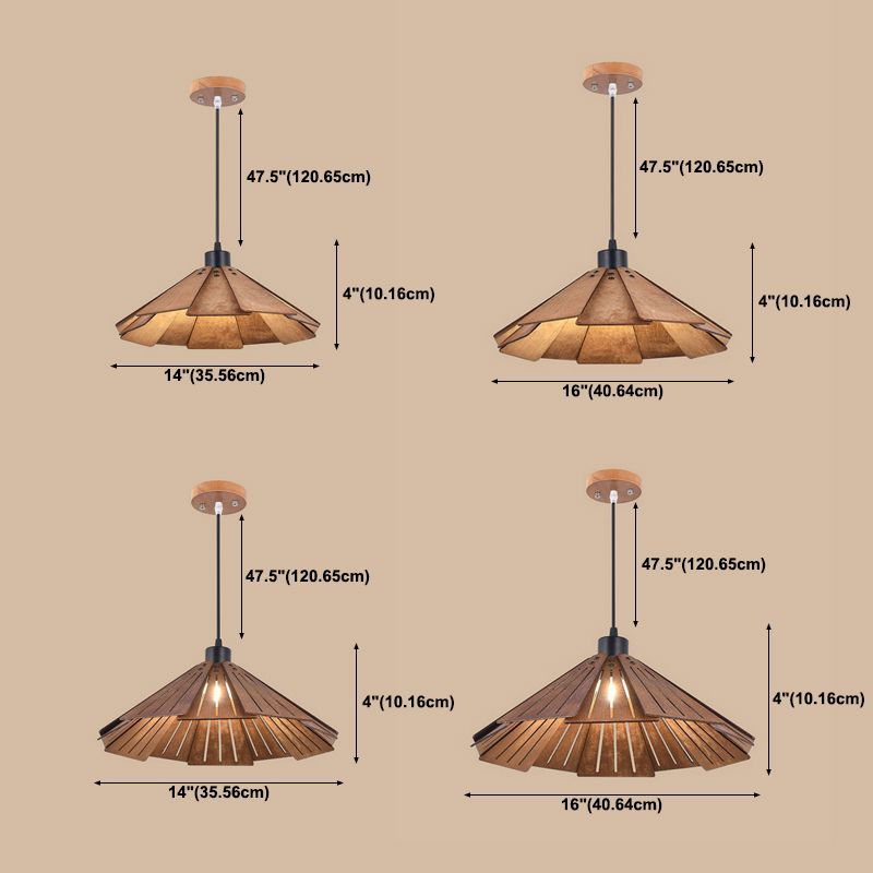 Pot Cover Shade Hanging Lighting Modern Style Wood 1 Light Hanging Lamp