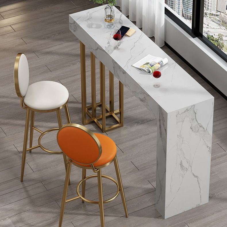 Nordic Glam Rectangle Bar Counter Table Sintered Stone Dining Table for Kitchen