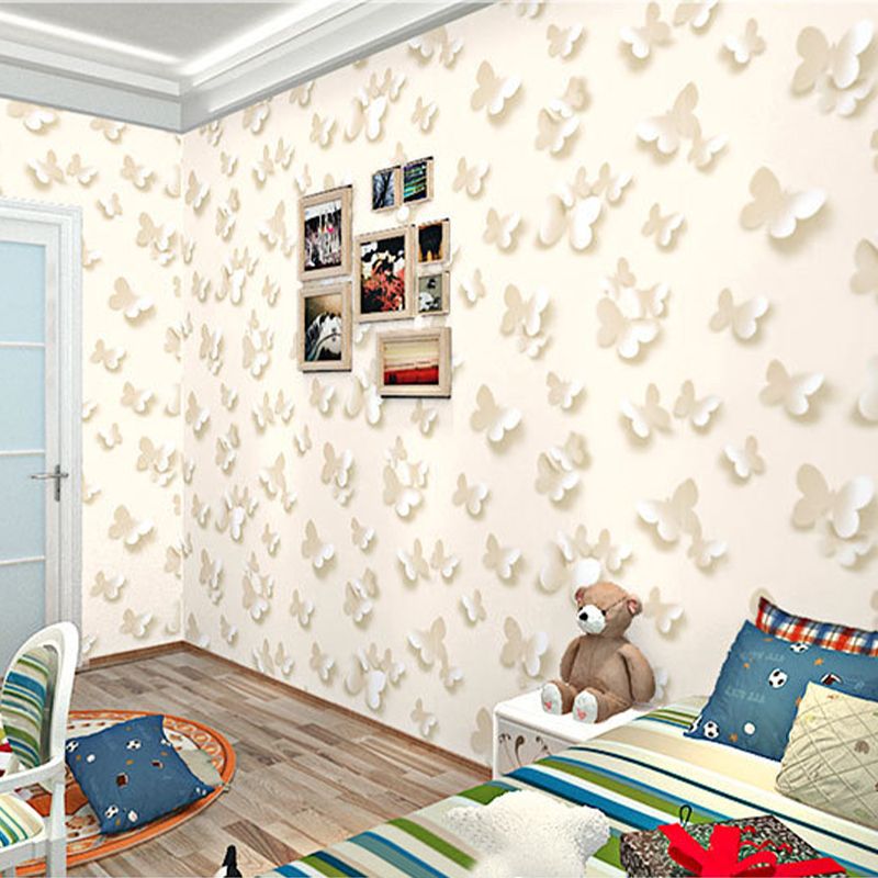 Scandinavian Minimalist Wall Decor 3D Butterfly Wallpaper for Children, 20.5 in x 33 ft