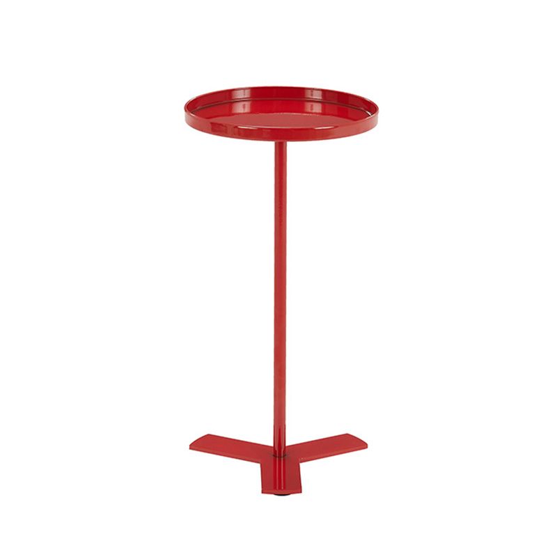 Iron Pedestal End Table Solid Color Round Metal Tray Top Side End Table