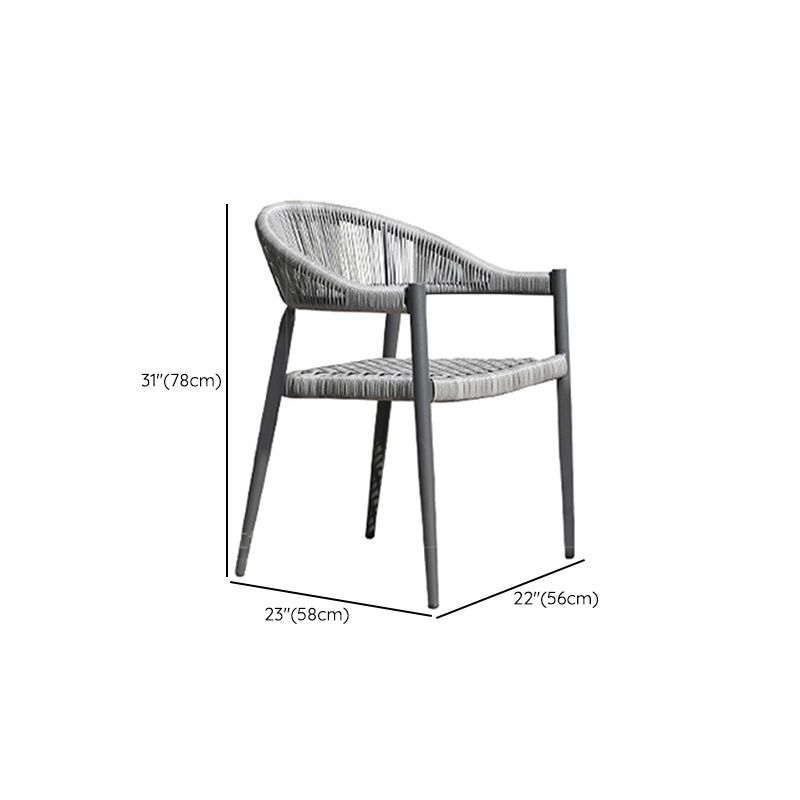 Tropical Grey Patio Dining Chair with Aluminum Base Stacking Chairs