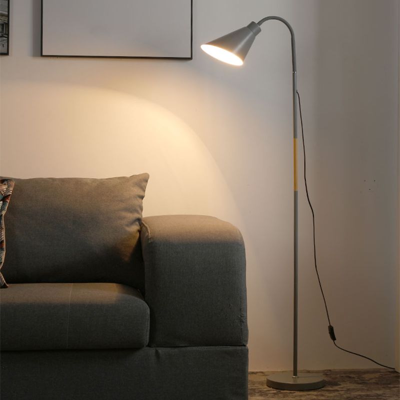 Metal Flexible Gooseneck Floor Lamp Nordic 1 Head Standing Light with Cone Shade