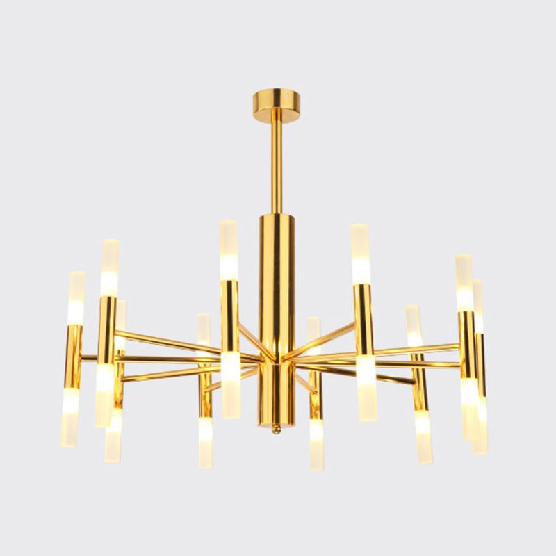 Radial Shaped Living Room Ceiling Lighting Metallic Postmodern LED Chandelier Light Fixture