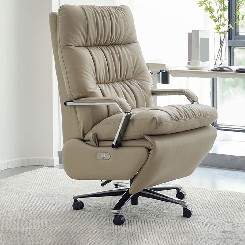 Modern Slide Office Chair Padded Arms Leather Adjustable Seat Height Chair