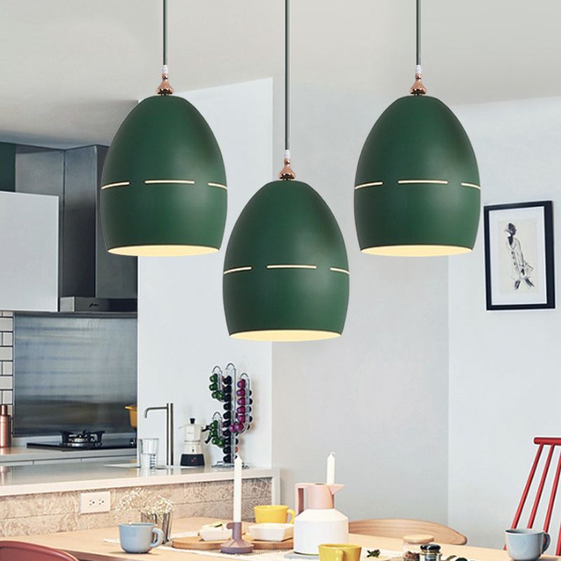 Metal Oval Shape Suspension Light 1 Light Macaron Loft Hanging Light for Dining Room