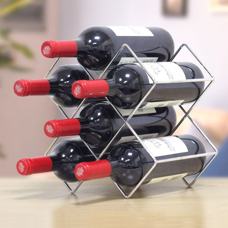 Modern Tabletop Wine Bottle Holder Metal Bottle Wine Rack with Wine Storage