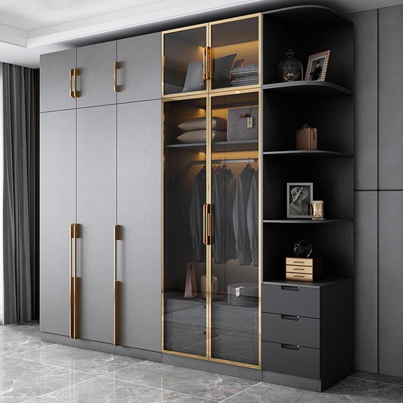 Contemporary Style Wood Wardrobe Soft Close Drawer Wardrobe Closet