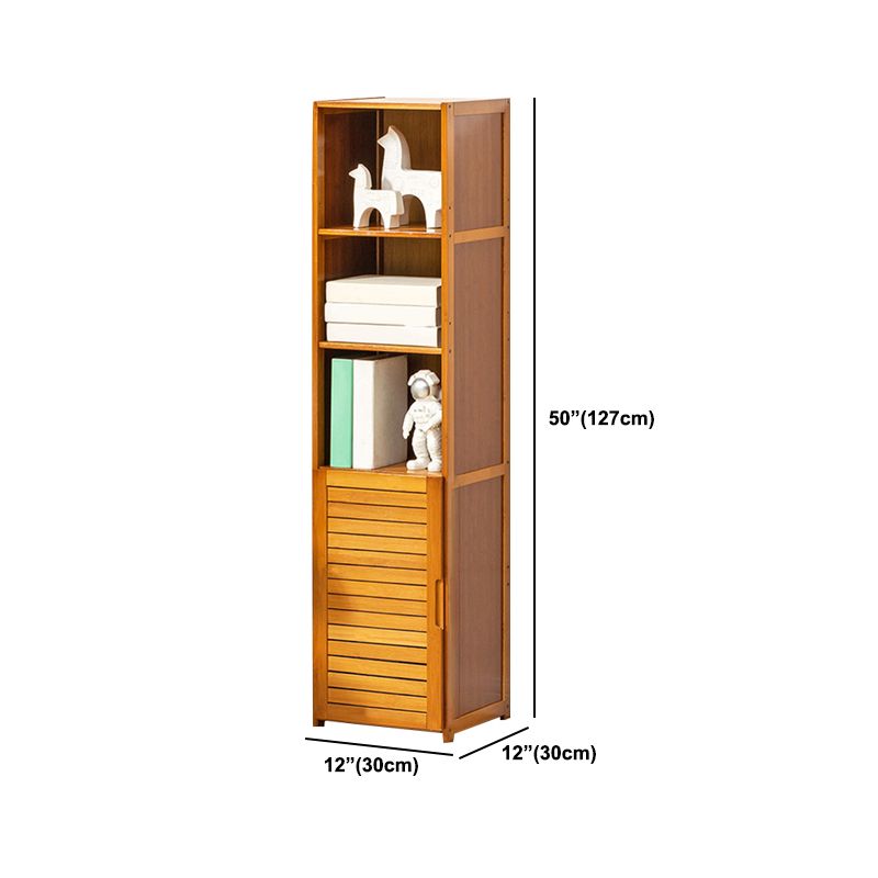 Contemporary Bamboo Book Shelf Closed Back Brown Shelf Bookcase for Home